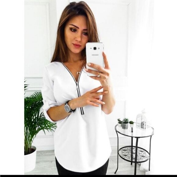 T&J Designs, Zipper Blouse, S - Picture 2 of 7